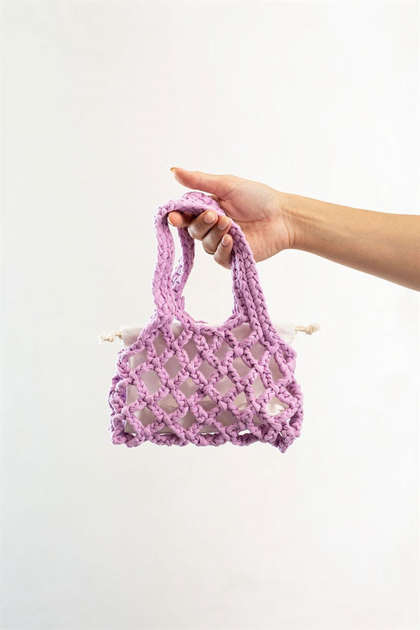 Violet Hued Handmade Braided Micro Handbag for Fashion Lovers