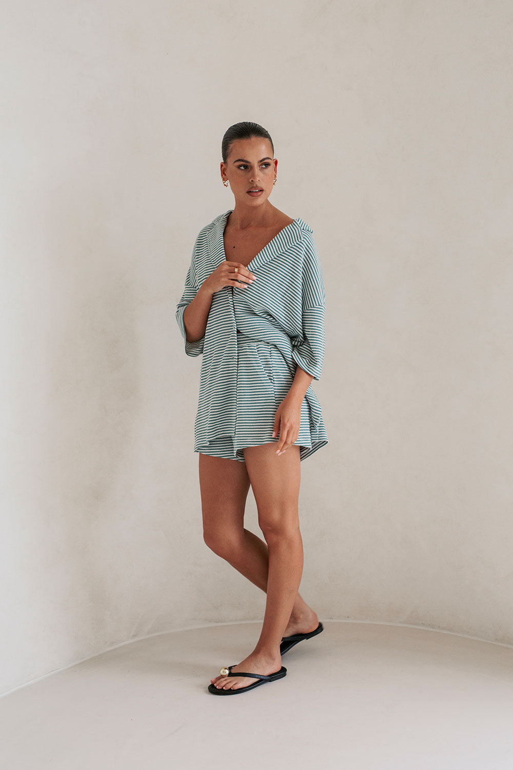 Unique Teal Stripe Mallory Sample Top for Fashion Lovers