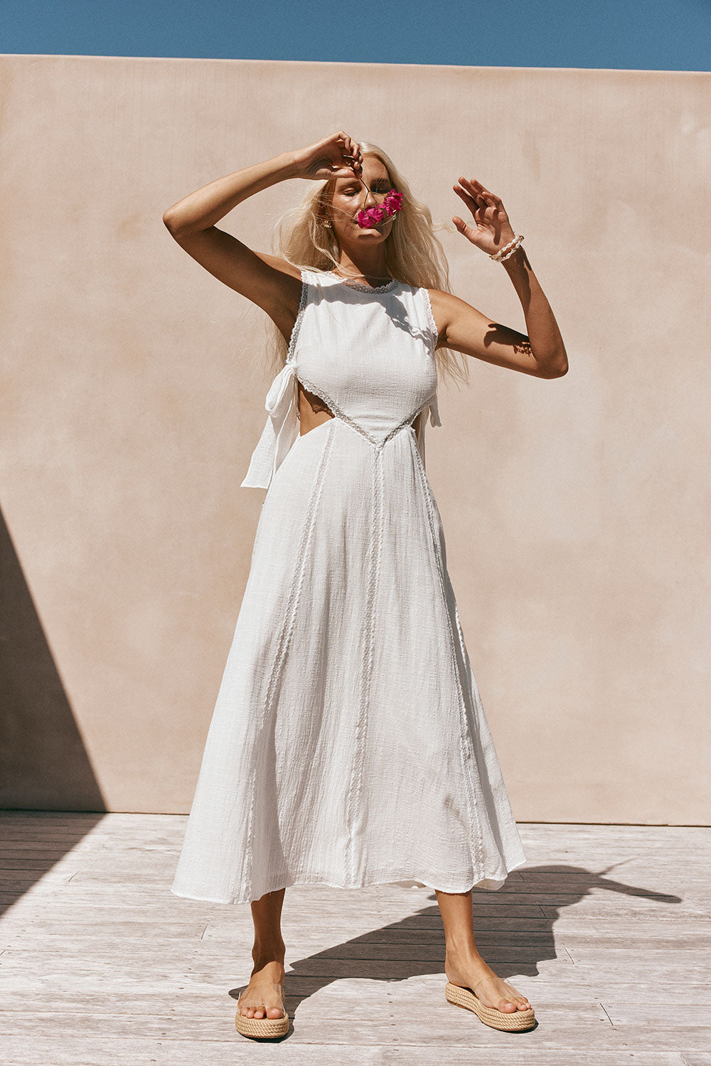 Exquisite White Aurelia Cotton Bridal and Lunch Dress
