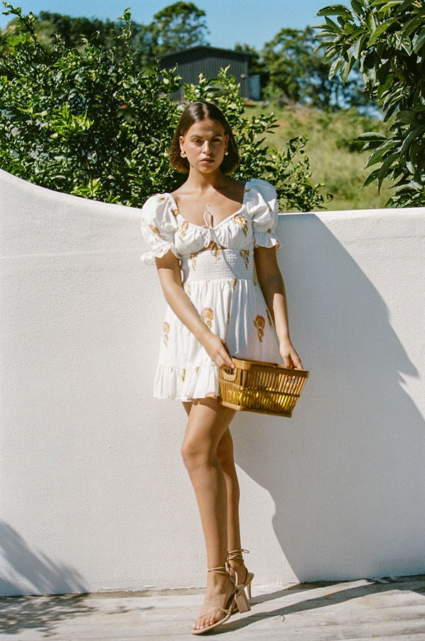 Stylish Moxxi Linen-Cotton Blend Dress with Sunset Floral Print
