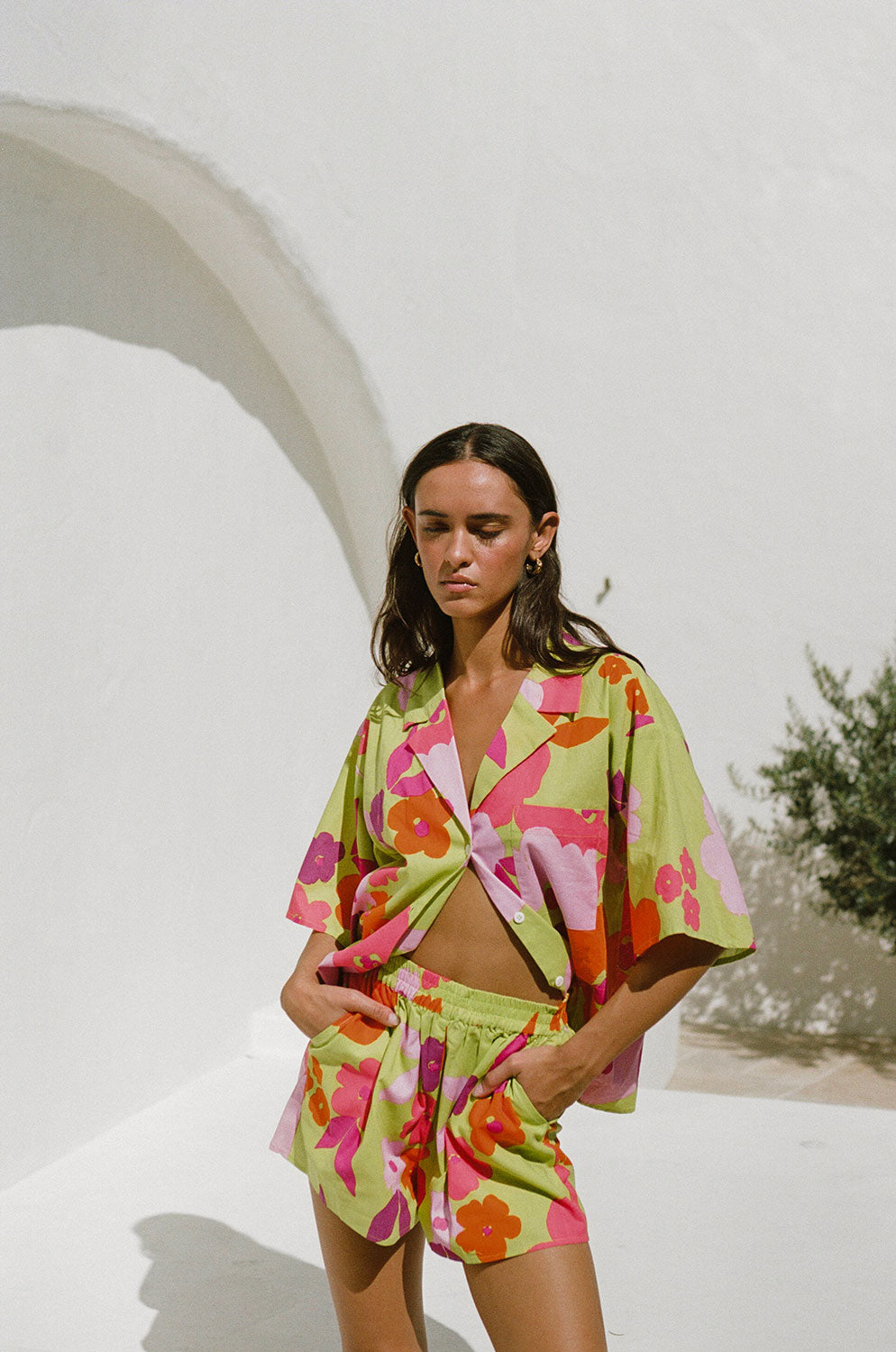 Unique Thessy Lime Floral Women's Top - A Sample Piece
