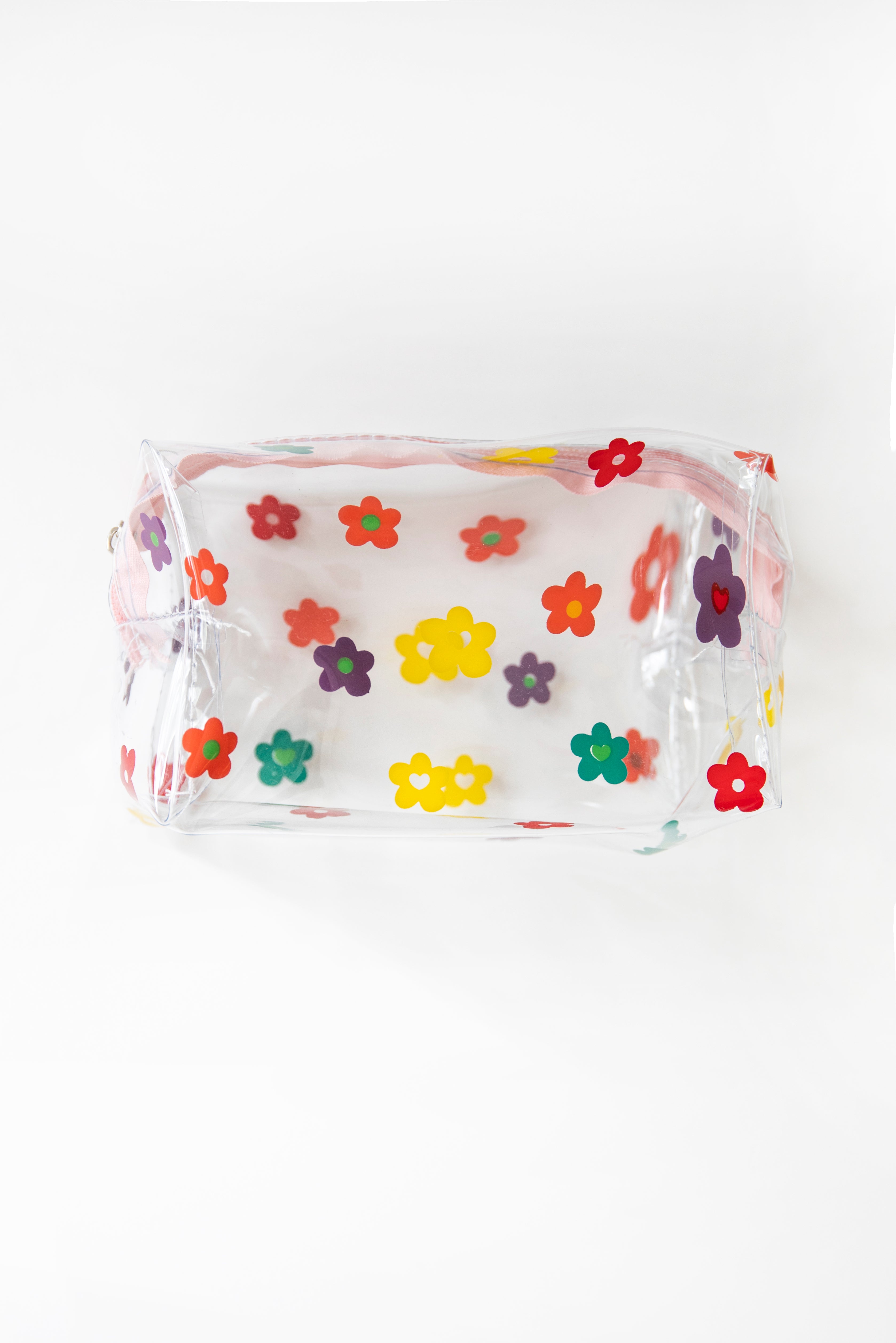 Adorable Transparent Multi - Colored Floral Print Anemone Cosmetics Bag