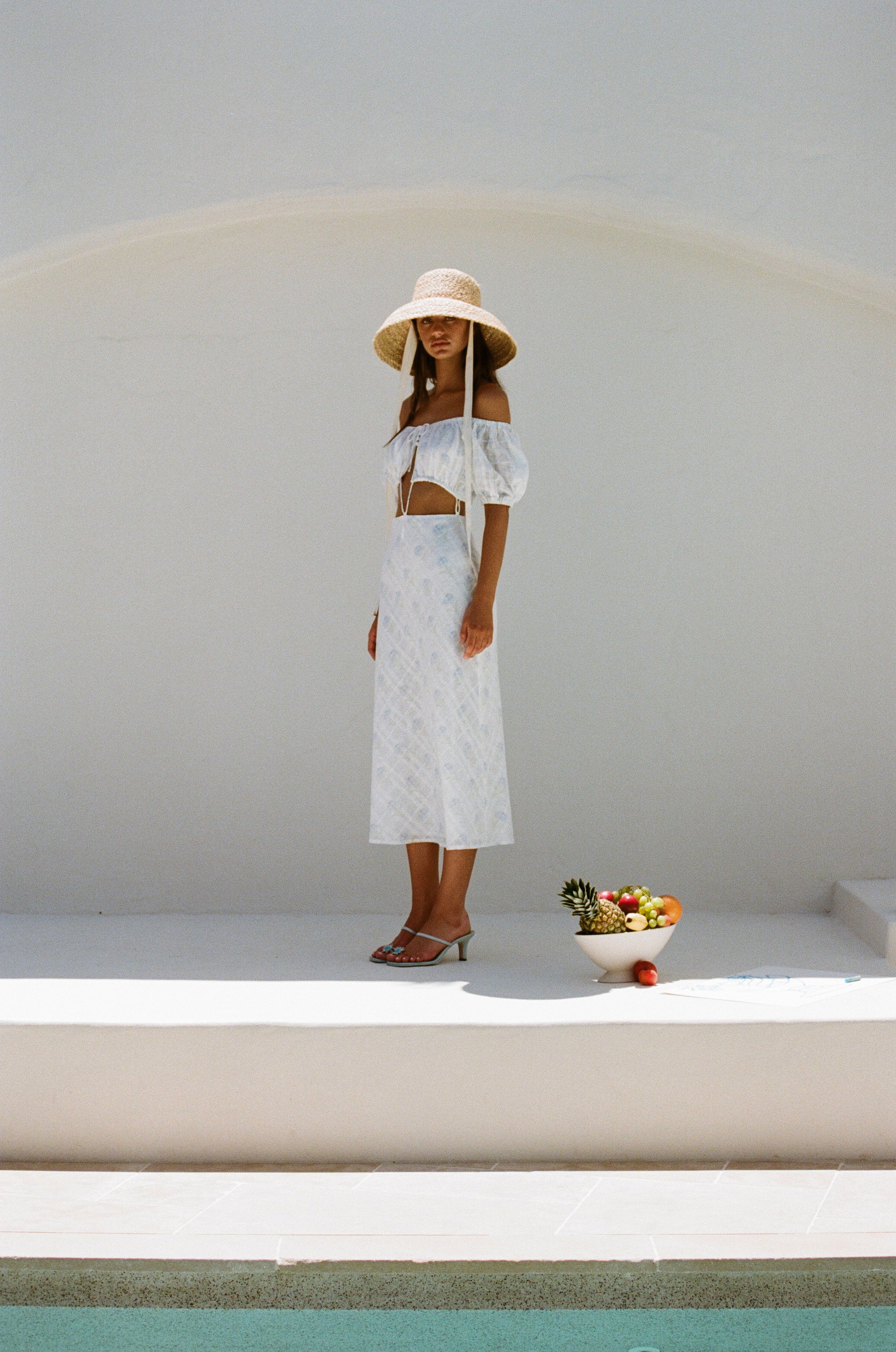 Exquisite Natural Cotton Dahli Dress with Dainty Bouquet Print