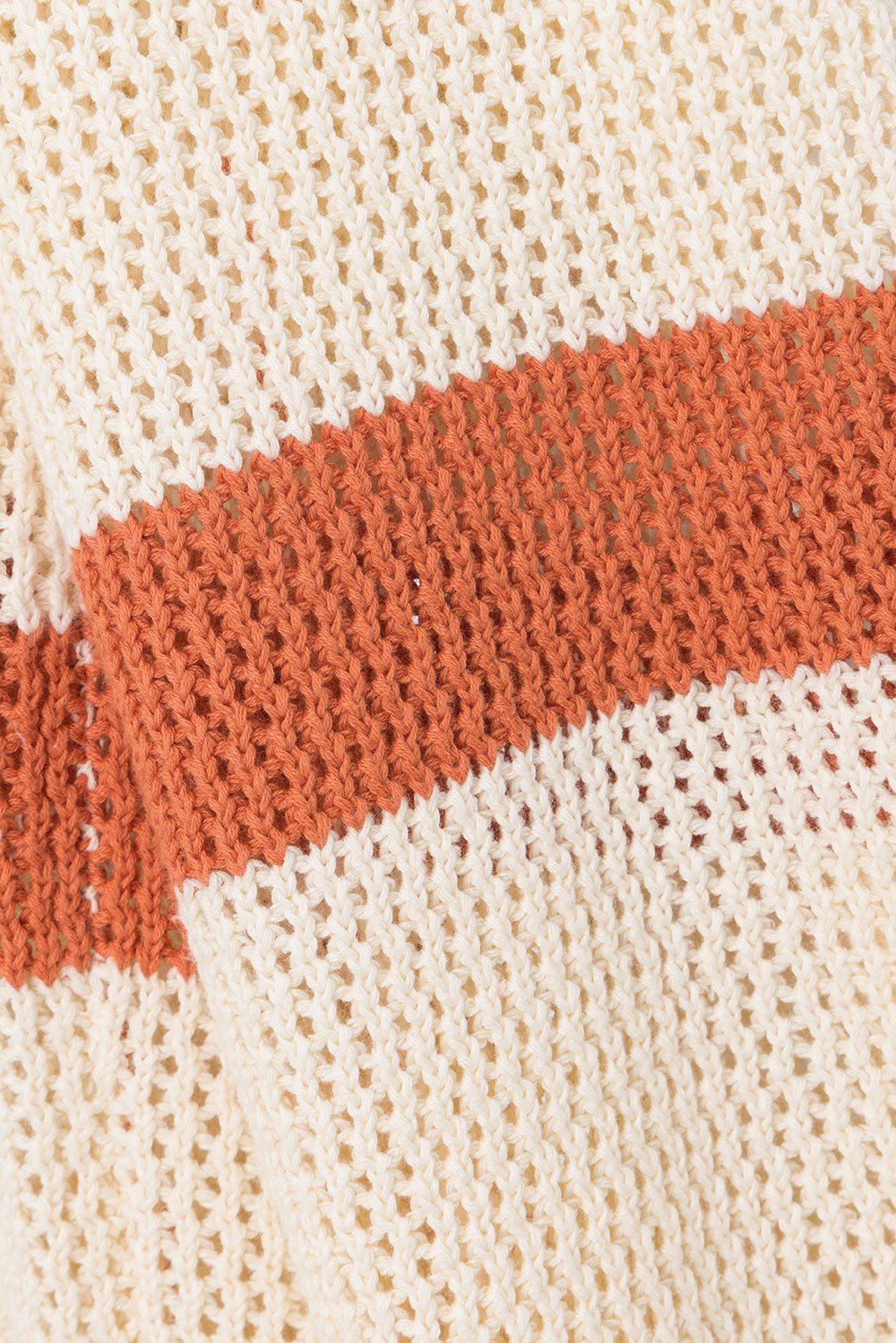 Sabo's Exclusive Cream and Burnt Orange High - Waisted Loose Cotton Knit Nantes Pants