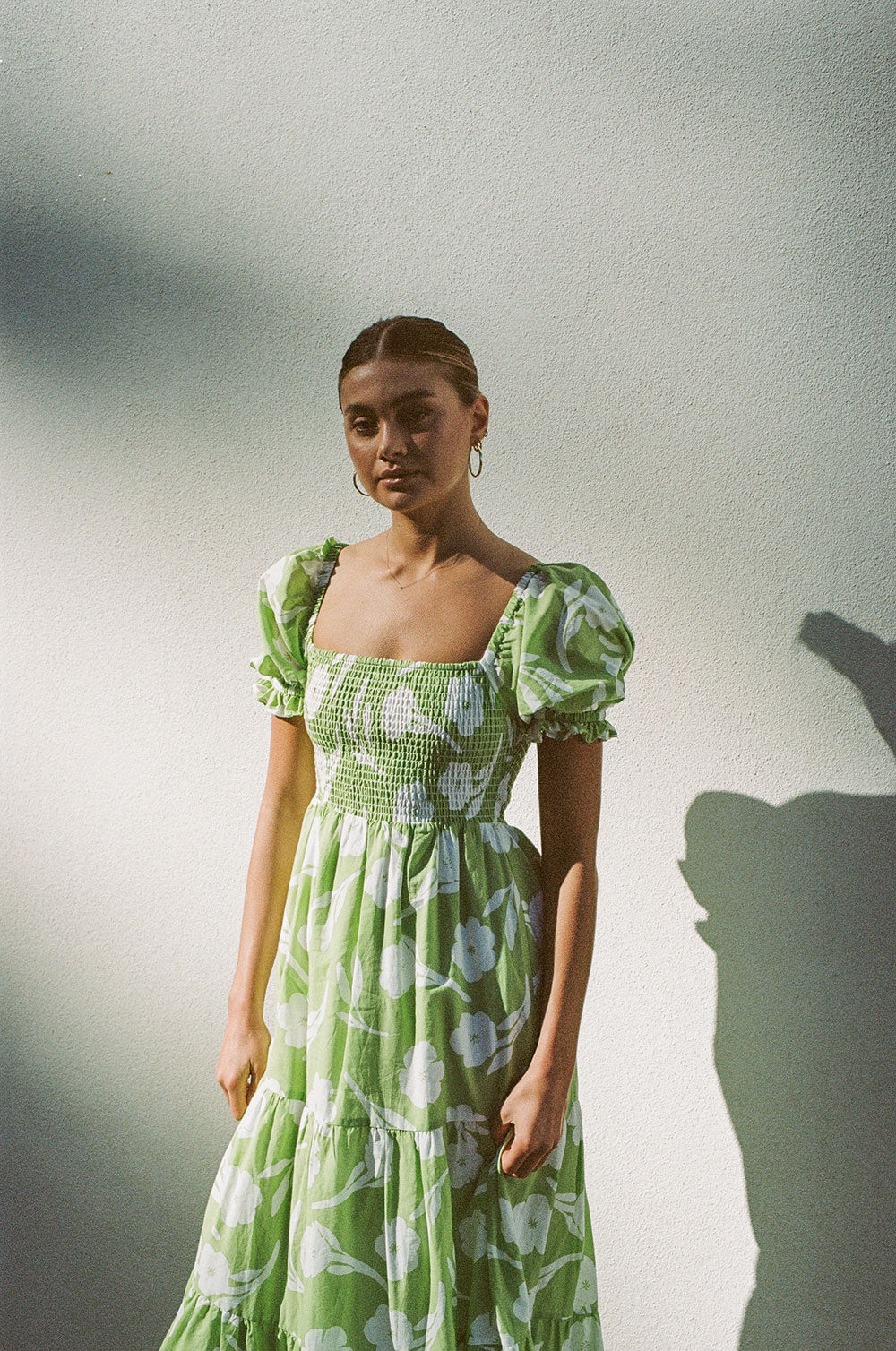 Exclusive Mint Floral Allani Lightweight Cotton Voile Midi Dress