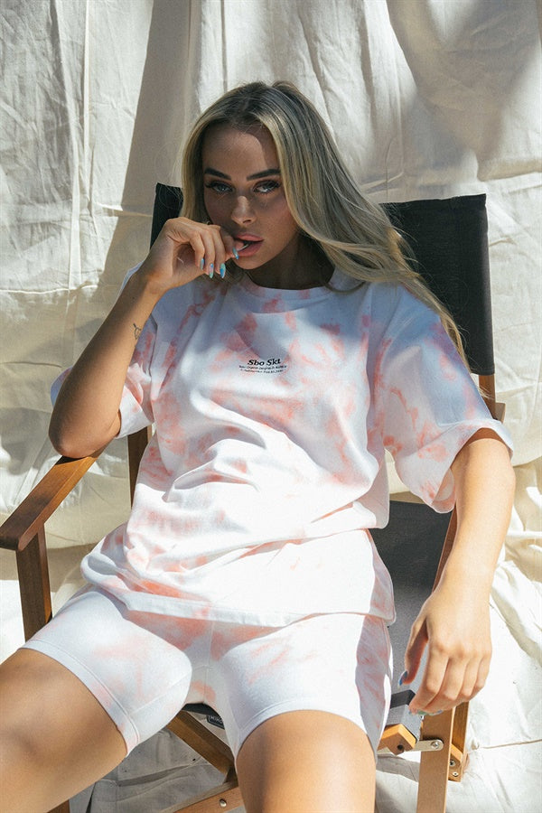 Exclusive Blush Tie-Dye Oversized San Lucas Cotton Crew Tee by Sabo x Em Davies