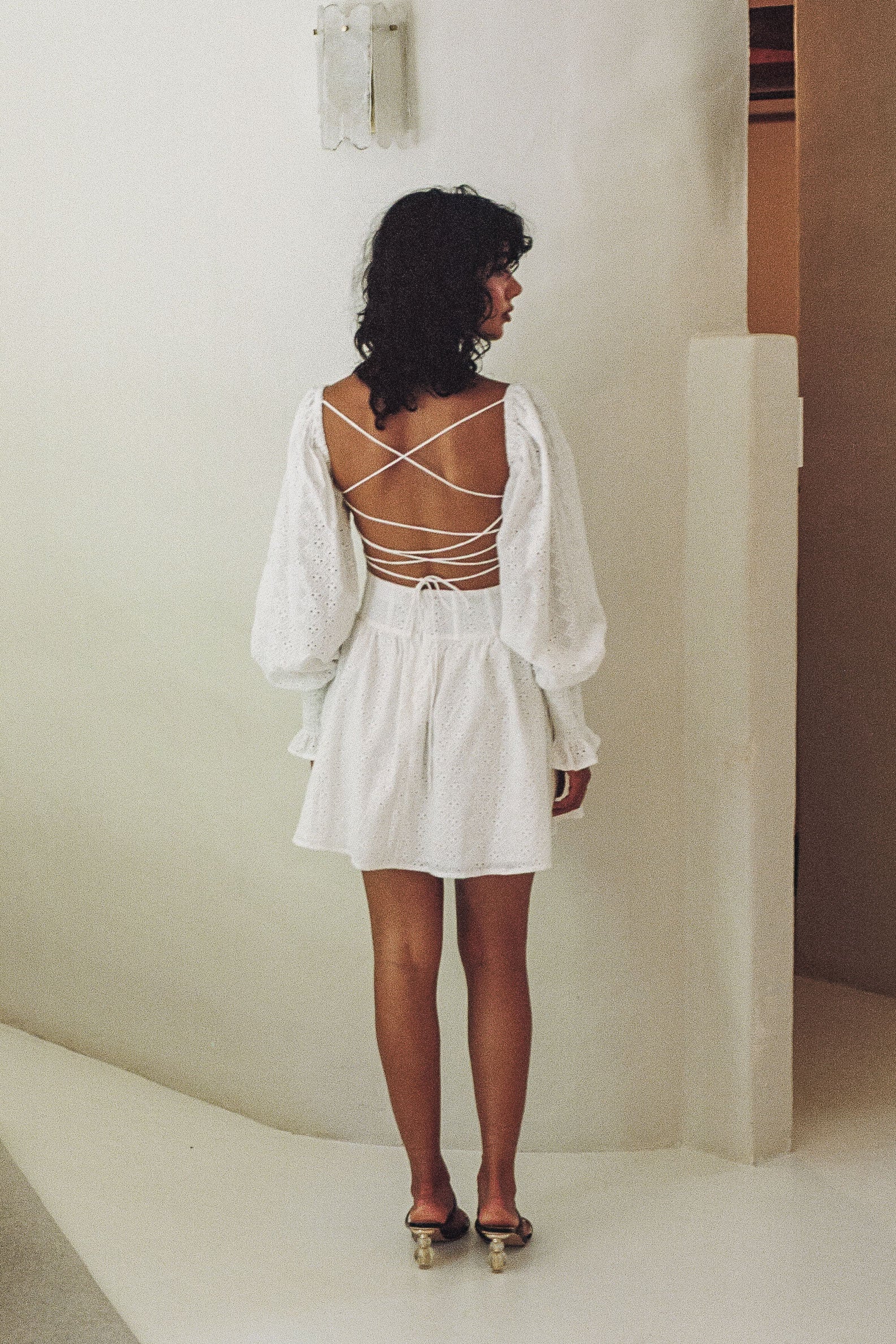 Exquisite White SABO LUXE Aliah Broiderie Dress for Special Events