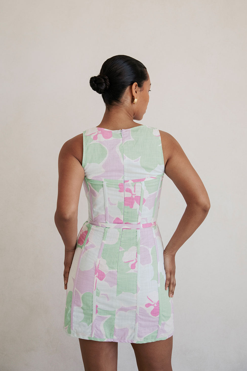 SABO LUXE Misty Floral High - Quality Cotton Dusk Mini Dress