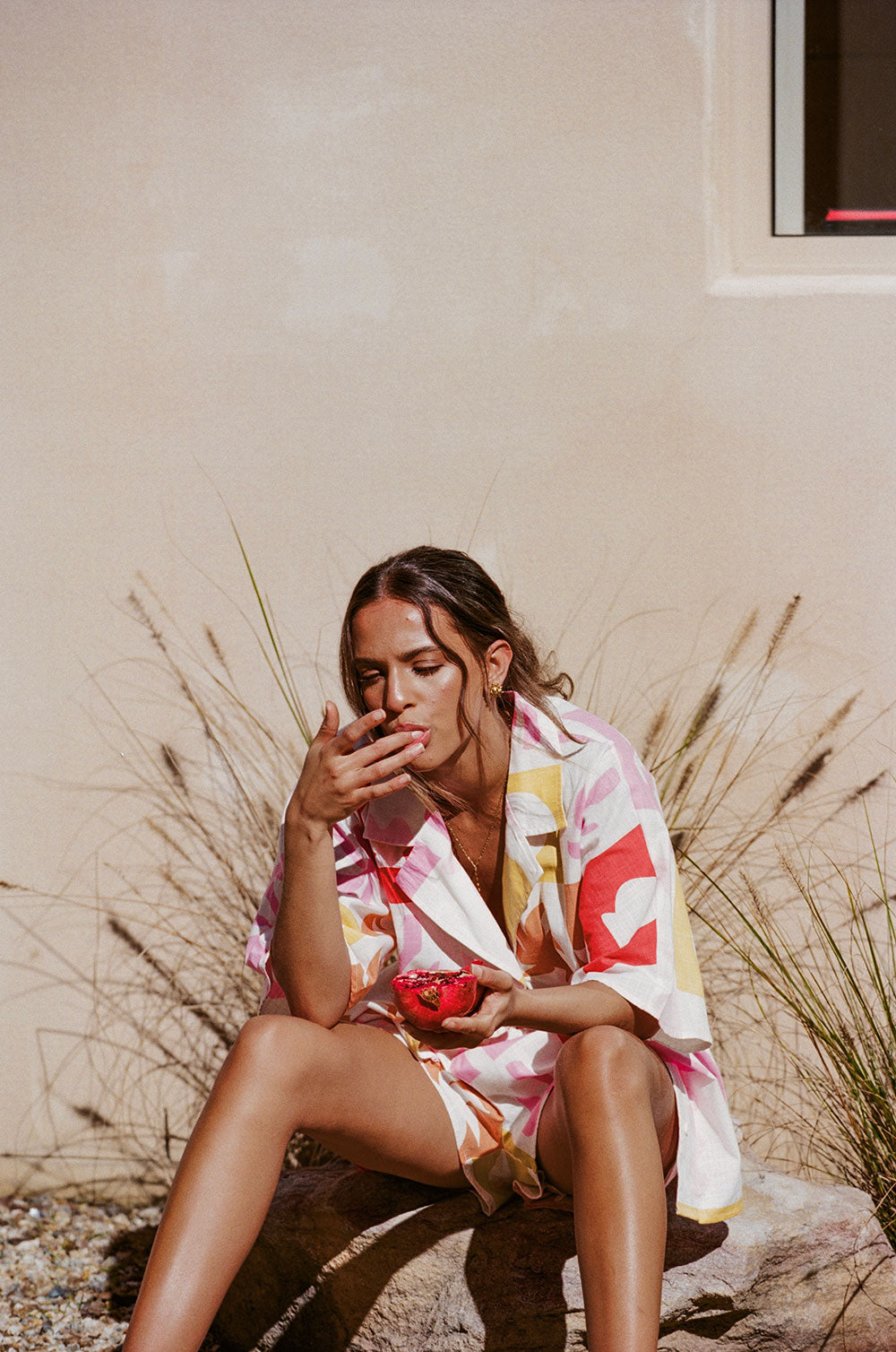 Exclusive Women's Seona Top with Palm Tile Fuego Design - One-of-a-Kind Sample