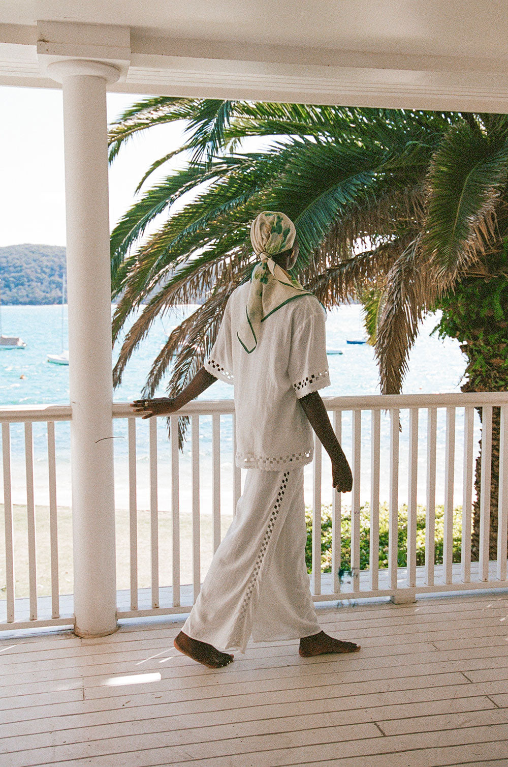 Exquisite White Alyssia Women's Linen Viscose Blend Pants for Vacation