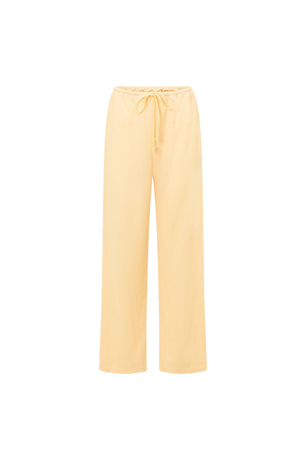Comfy Creamy Yellow High Waisted Lenni Elastic Drawstring Pants