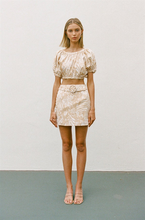 Exquisite Sakura Design Linen One - off Sample Skirt