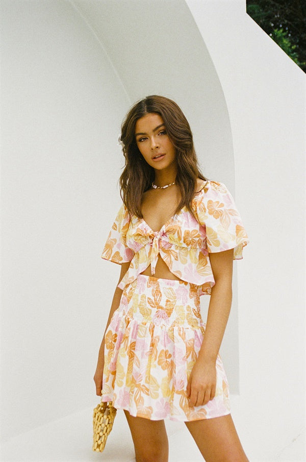 Allura Floral High - Waisted Summer Cotton Voile Skirt