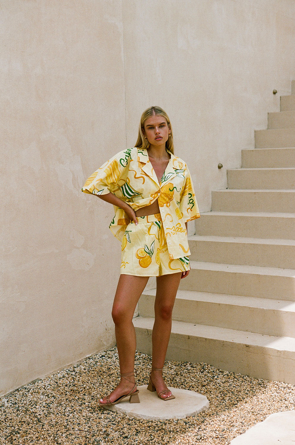 Sabo's Exclusive Amalfi Citrus Print Relaxed Resort-Style Seona Cotton Top