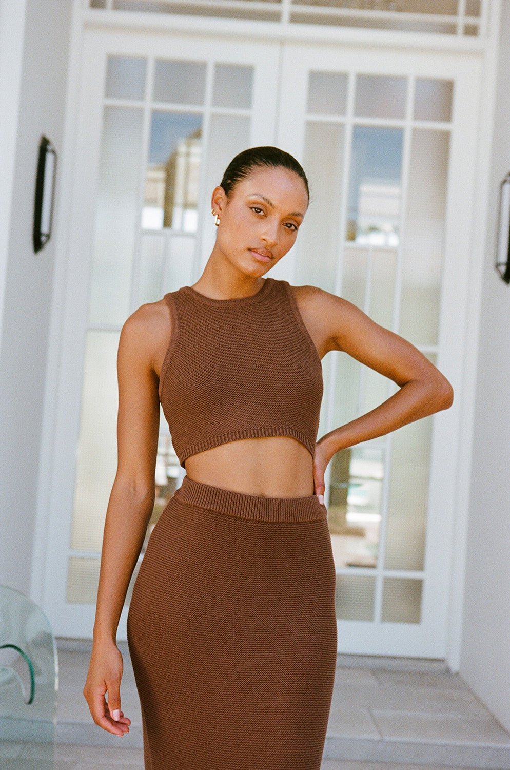 Exclusively Designed Mahogany Heather Cropped Cotton Tank Top
