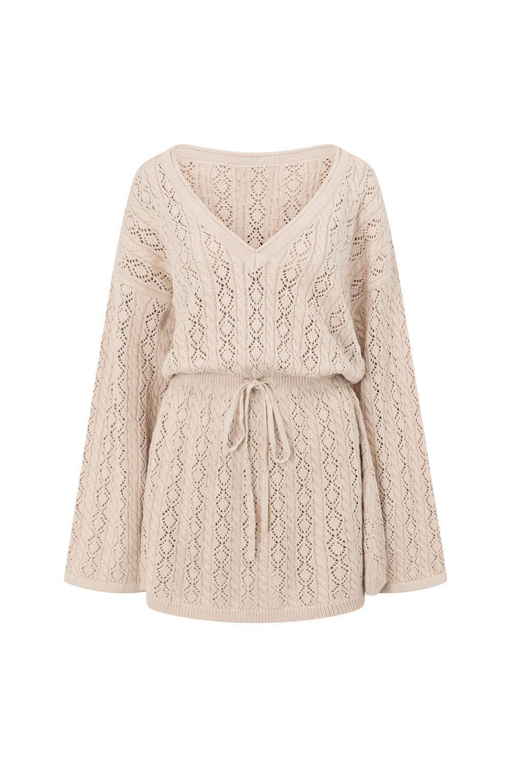 High - quality Natural Cotton Pointelle Knit Garnet Season - spanning Dress