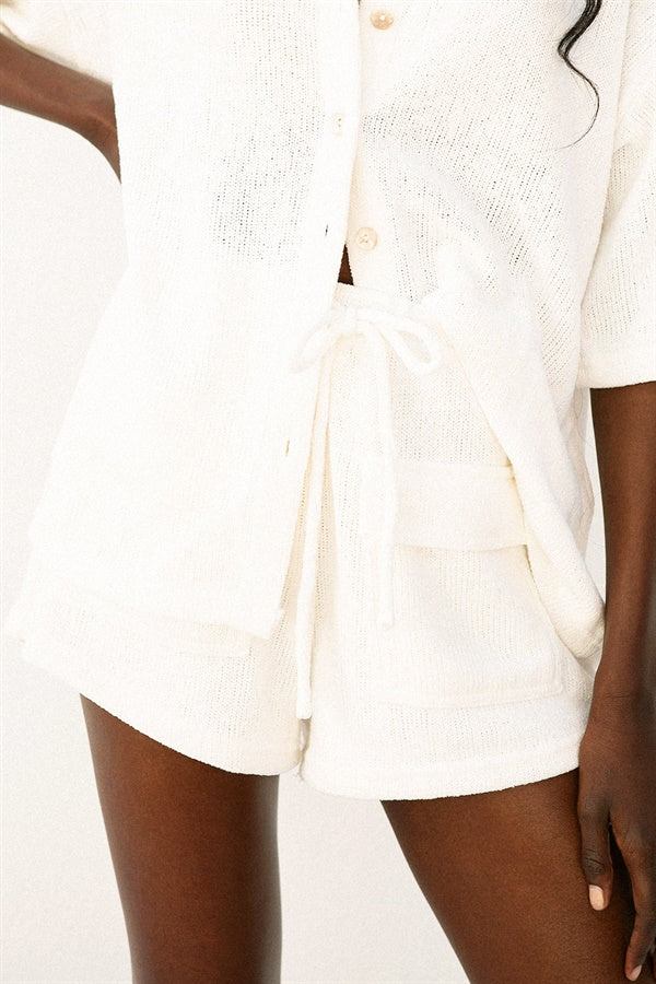 Sabo Skirt White Knit Casual Kase Shorts - Unique Sample Piece