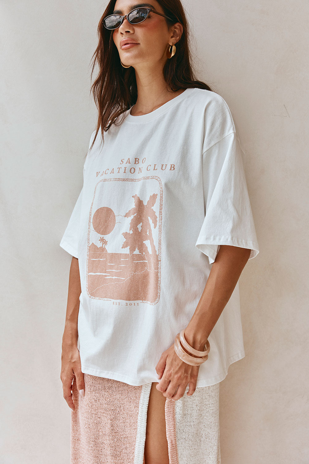 Pink Oversized Britta Top with Vintage Graphic