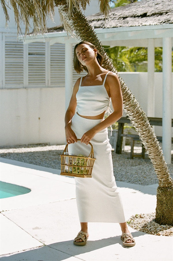 Off-White Lightweight Natural Linen Cotton Celina Knit Skirt