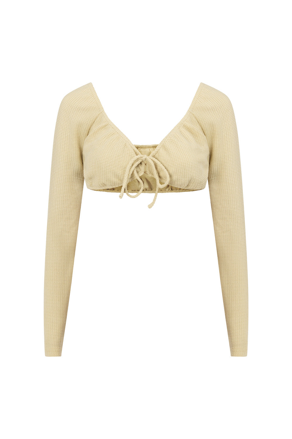 Stylish Creamy Sage Cropped Kelle Top with Tie Detail
