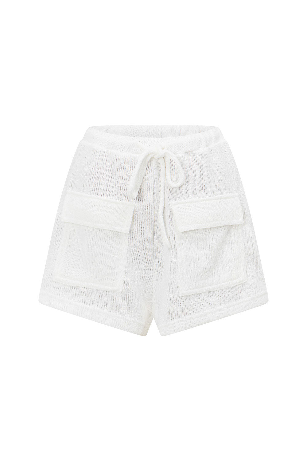 Stylish White Knit Kase Shorts with Elastic Waist