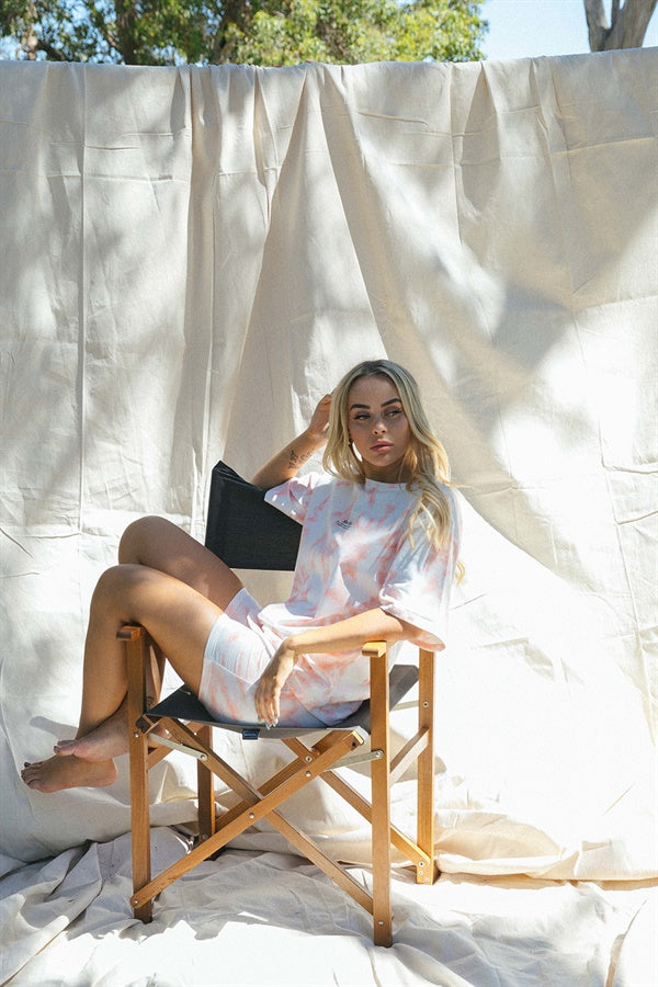 Exclusive Blush Tie-Dye Oversized San Lucas Cotton Crew Tee by Sabo x Em Davies