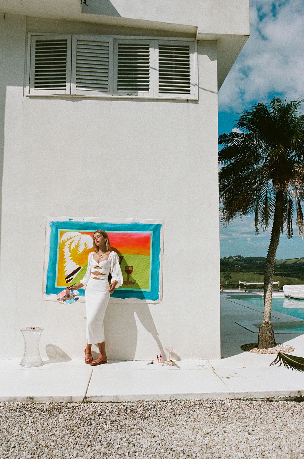 Exclusively Designed Ace White Midi Dress with Puff Sleeves