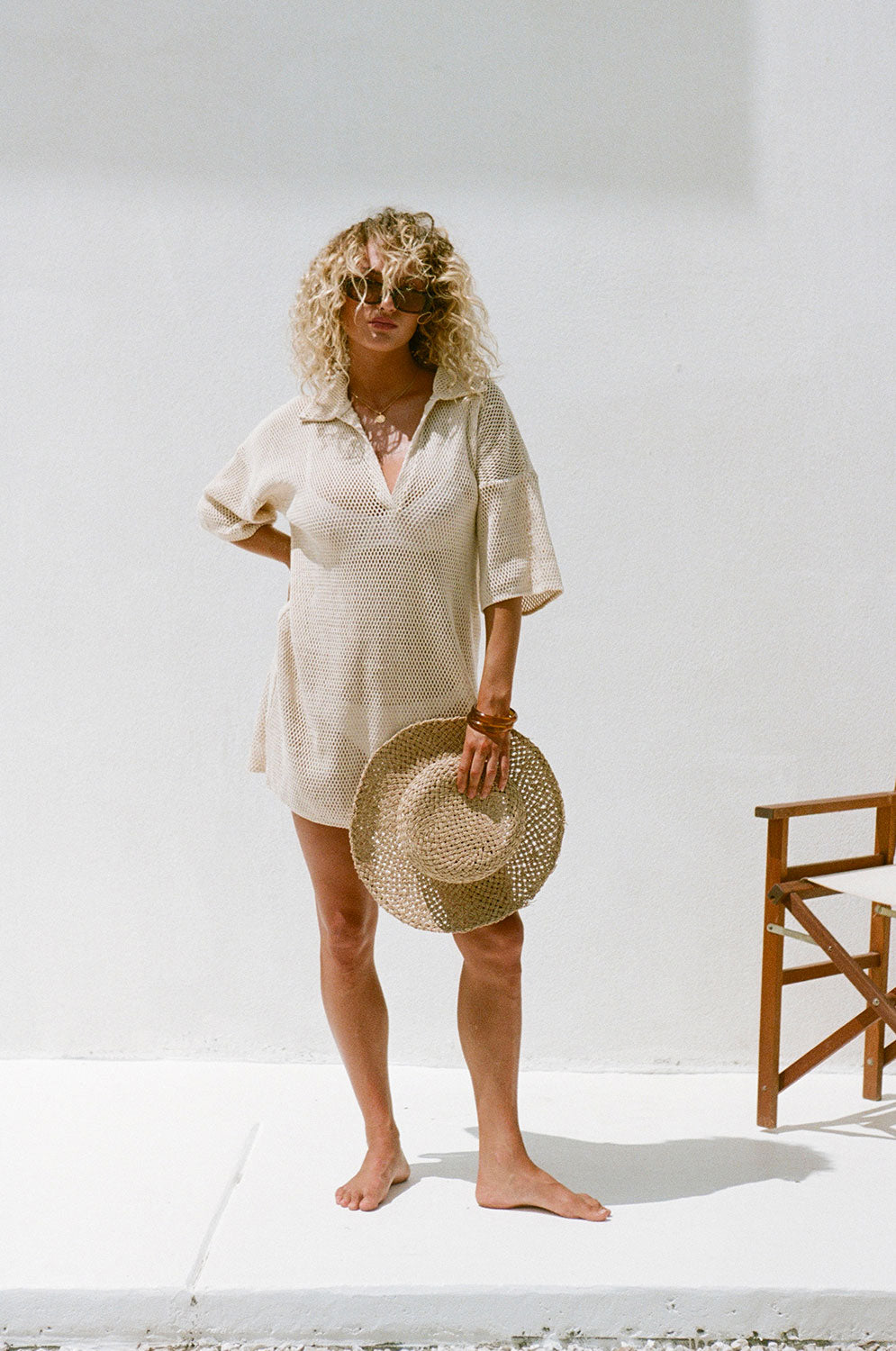 Summer Cream Sheer Woven Mini Shift Musa Dress