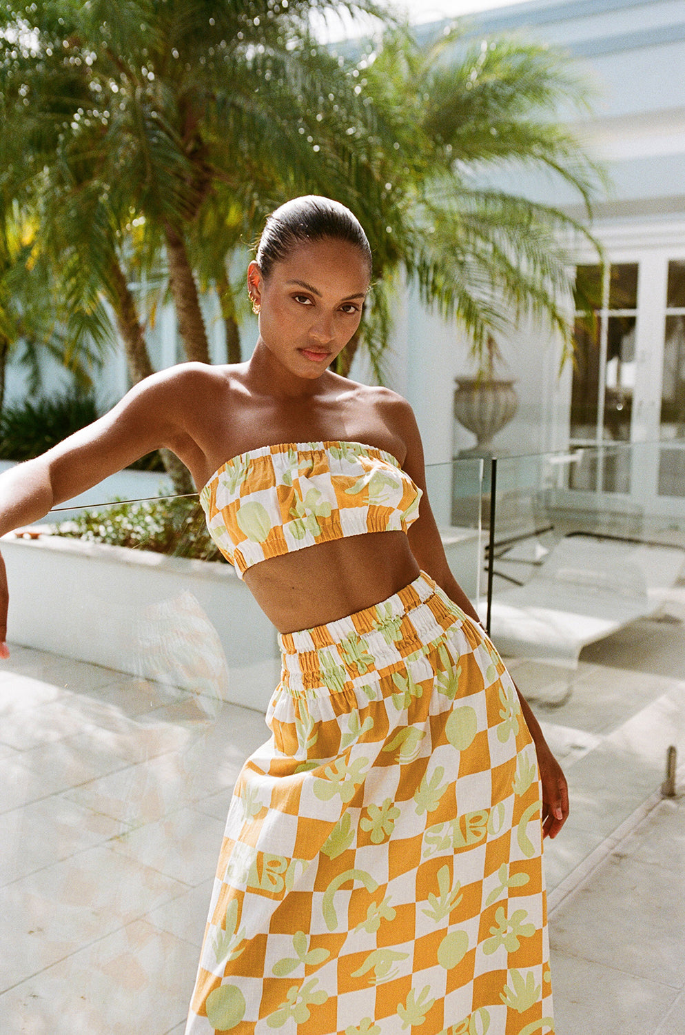 Unique Sabo Checkerboard Cooper Midi Skirt Sample