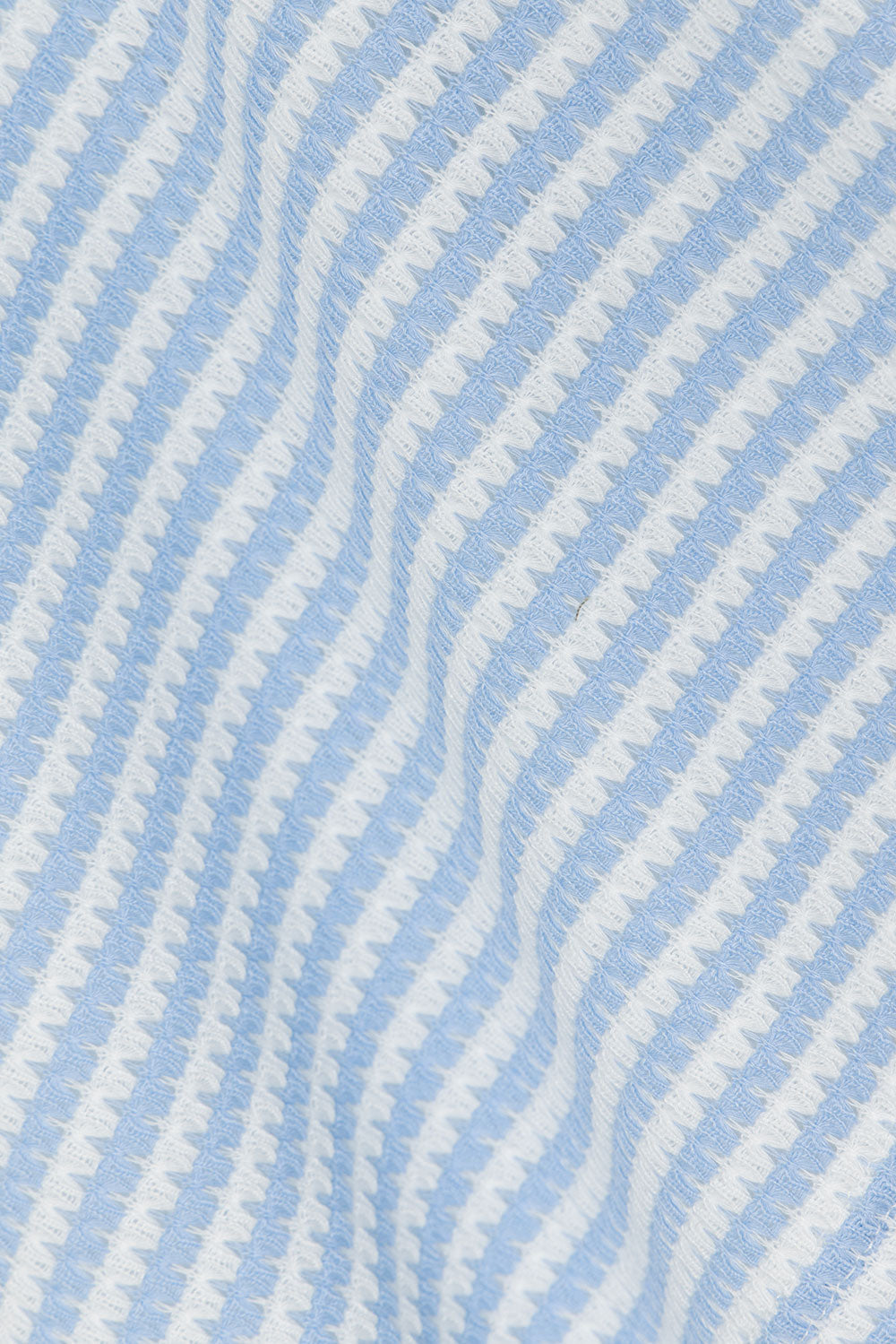 Sabo's Exclusively Designed Lightweight Knitted Baby Blue & White Striped Mini Wrap High-Waist Cassie Skirt