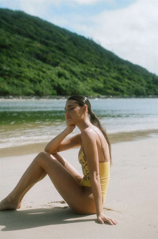 FT. Louisa San Andreas Mustard-Hued One-Piece Swimsuit
