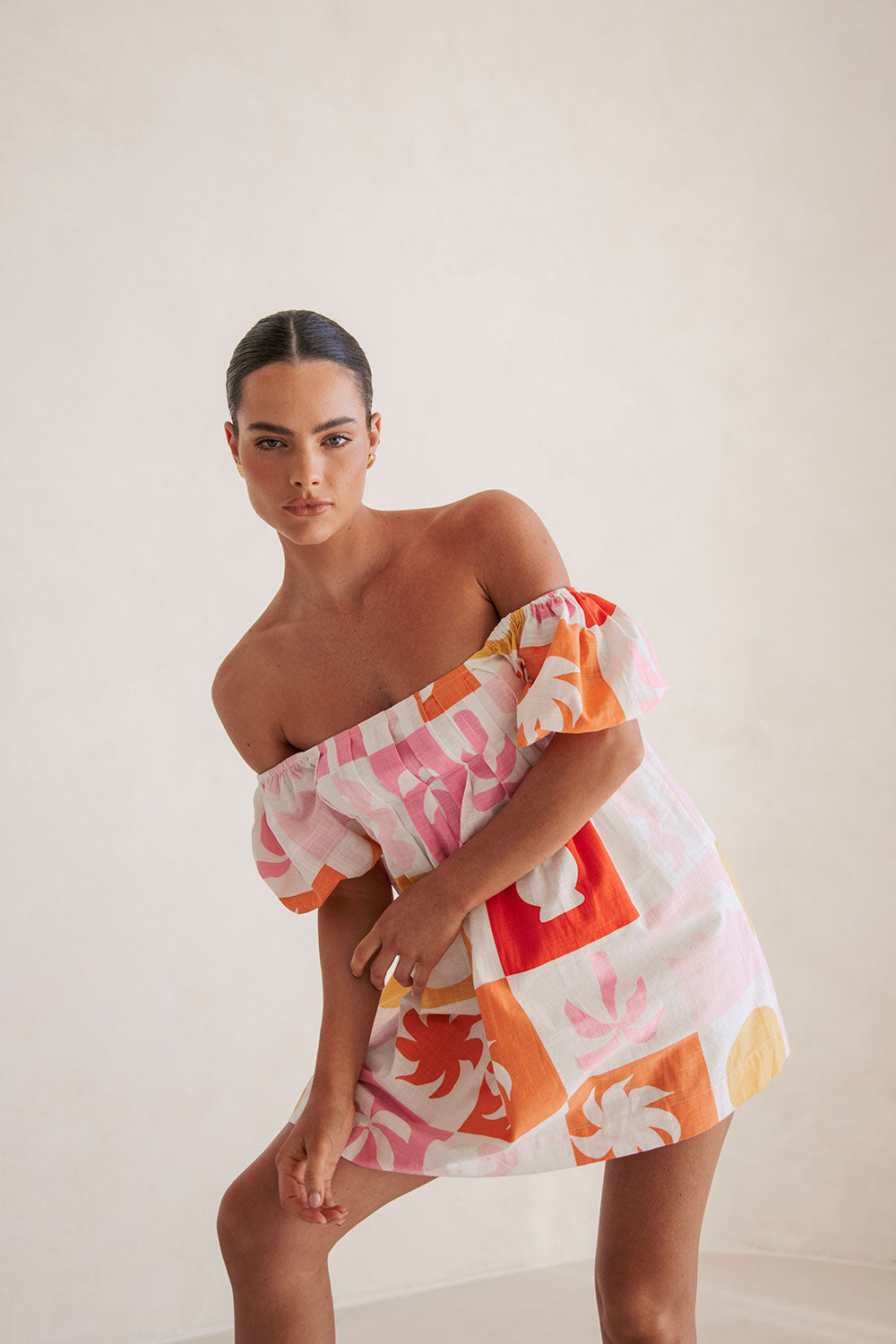 Exclusive Palm Tile Fuego Zoi Babydoll Dress - XS Sample