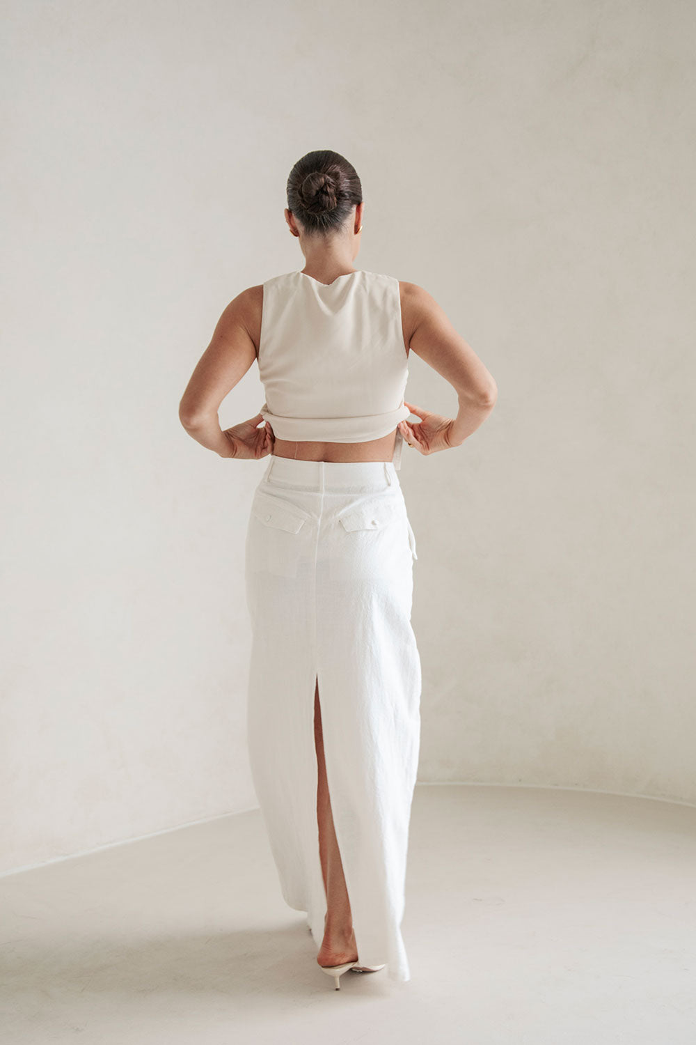 Sabo-Designed White Mahli Maxi Skirt for Trans - Seasonal Styling