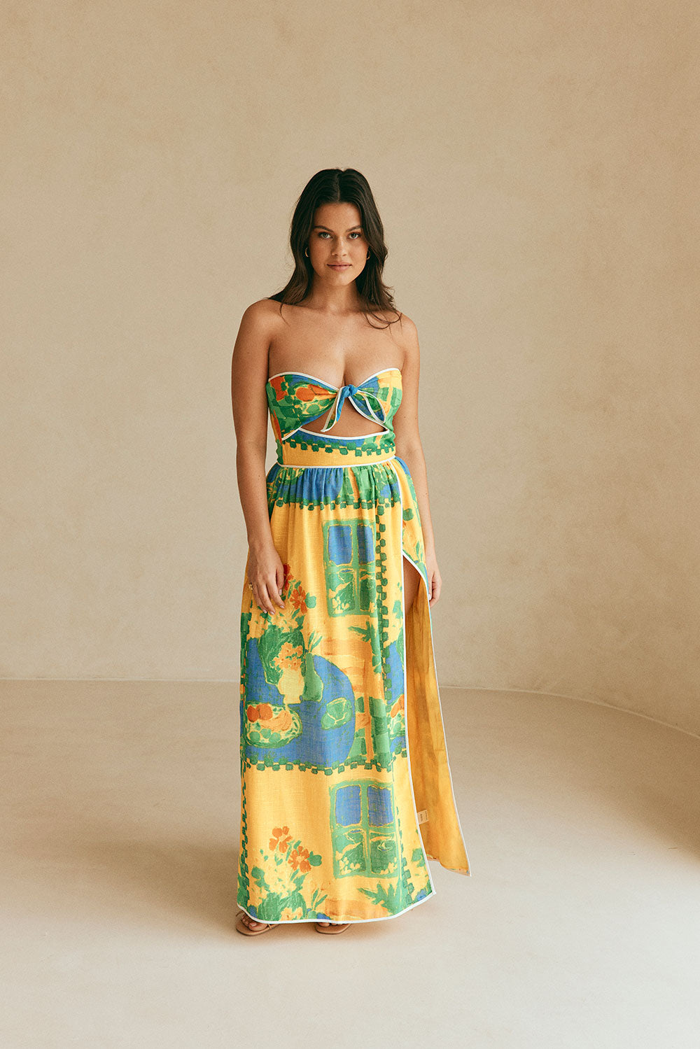 Exclusive Morning Yellow High - Quality Cheesecloth Dulce Dress