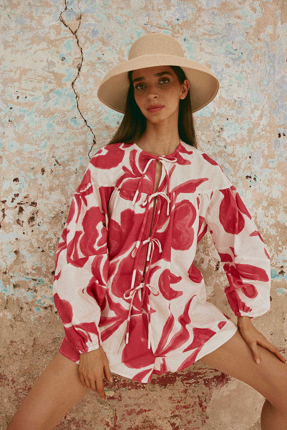 Ada Floral Printed Women's Boxy Mina Top for Vacation