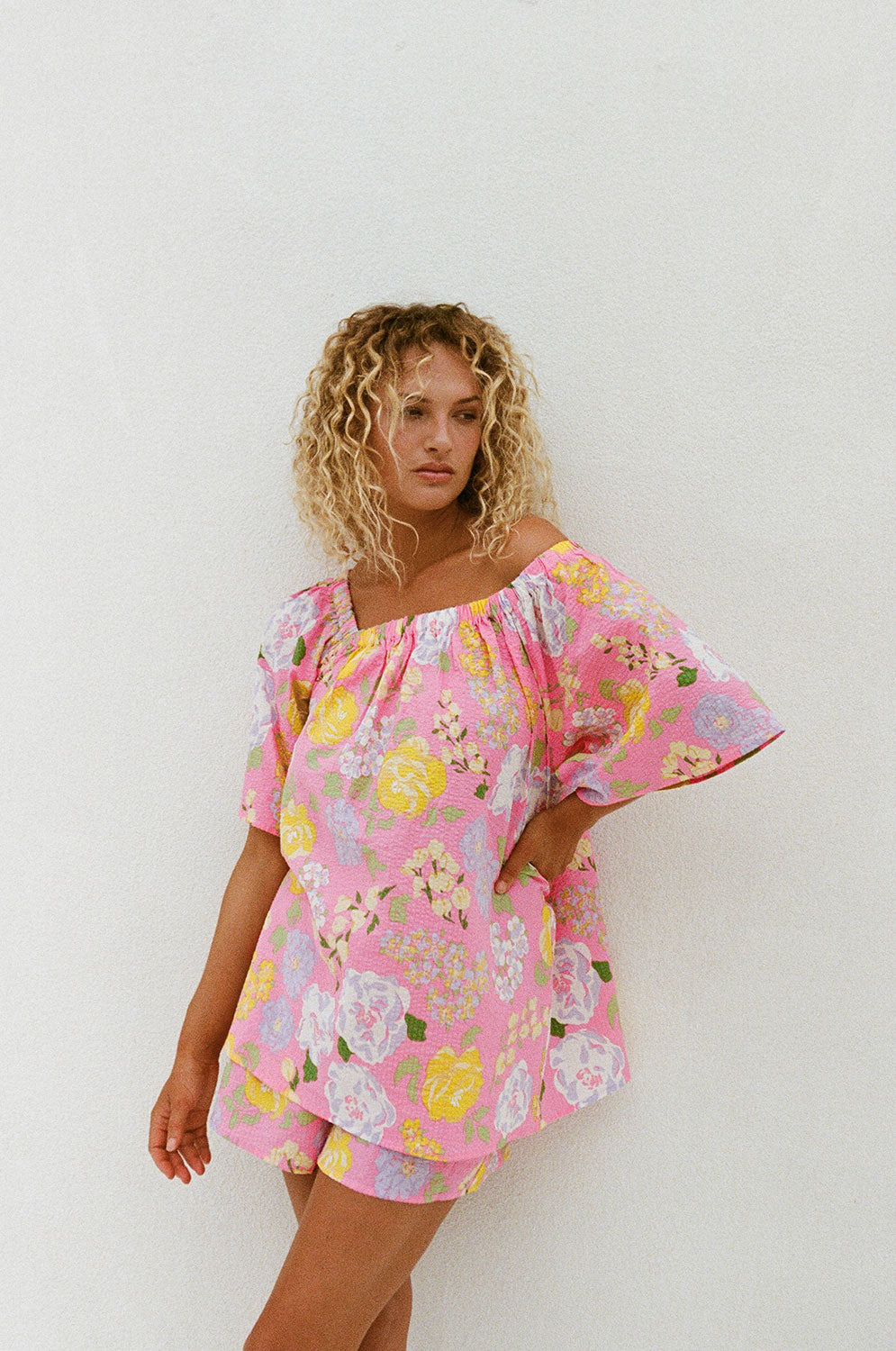 Spring Corsage Print Elastic-Waist Sailor Shorts for Vacation