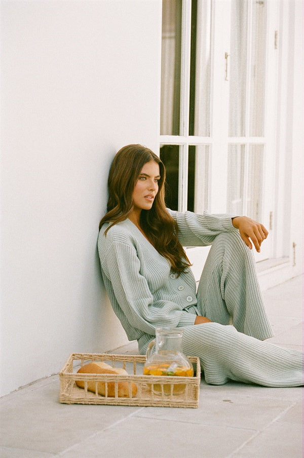 Sabo Exclusive Zenith Knitted Cardigan Top in Seafoam Color