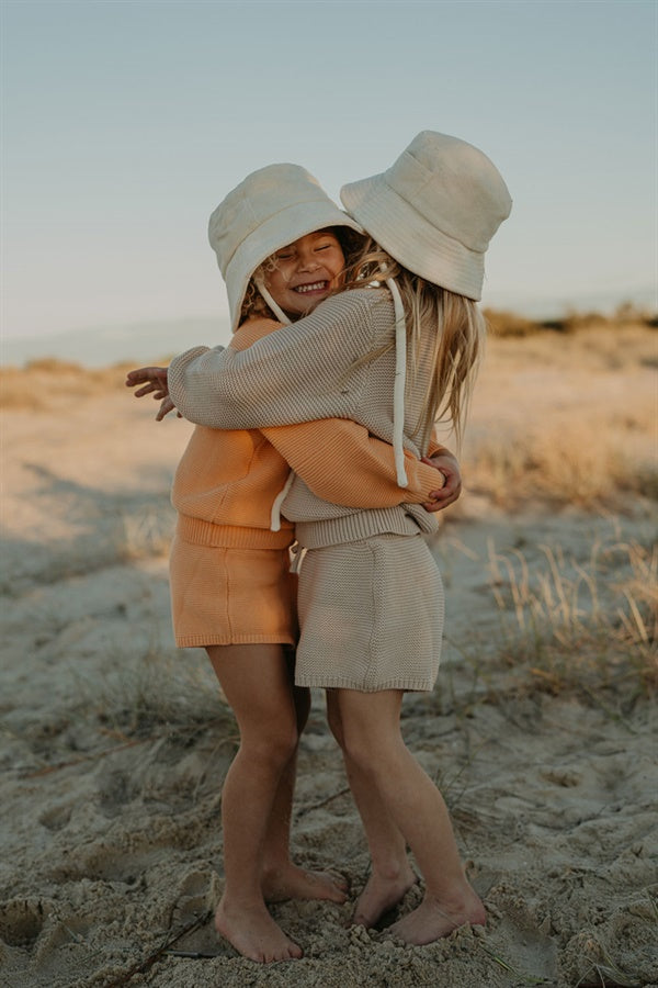 Tan Soft Knitted Unisex Mocha Mini Shorts for Little Ones