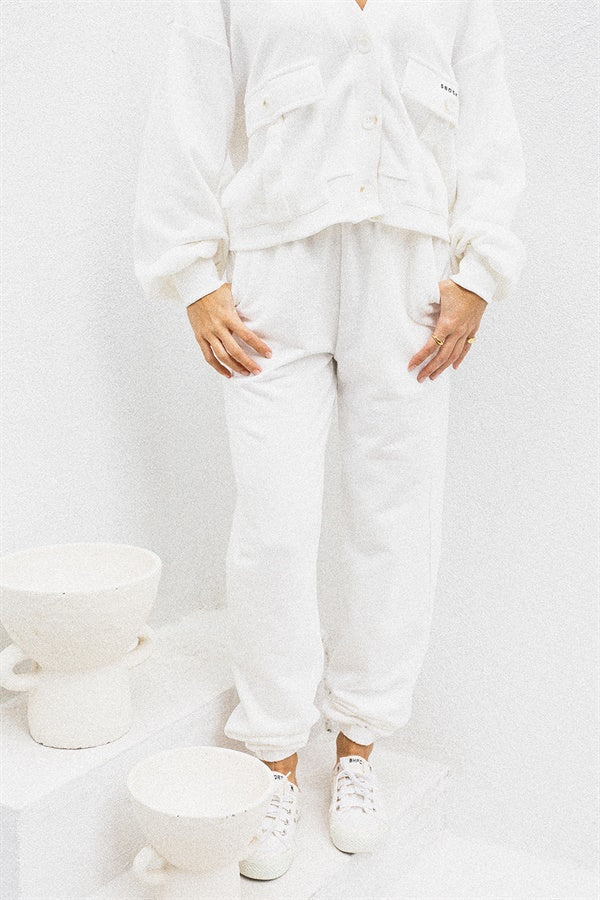 Comfy Off - white Natural Cotton Blend High - waisted Amada Pants