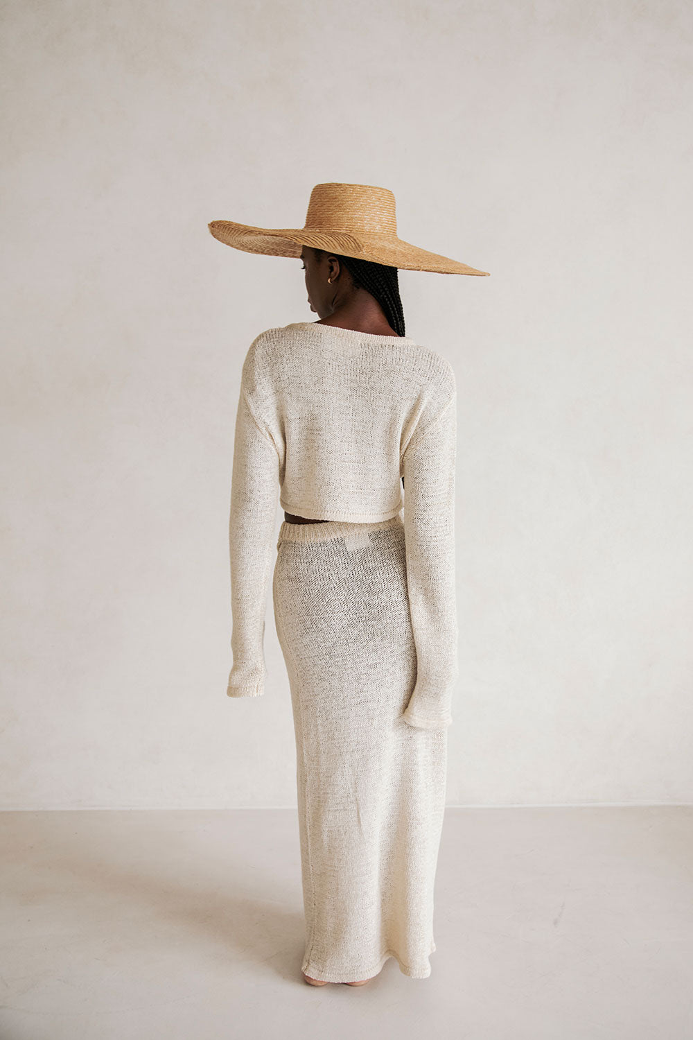 Soft Cream Loose Knit High Waisted Wrap Harley Skirt for Summer