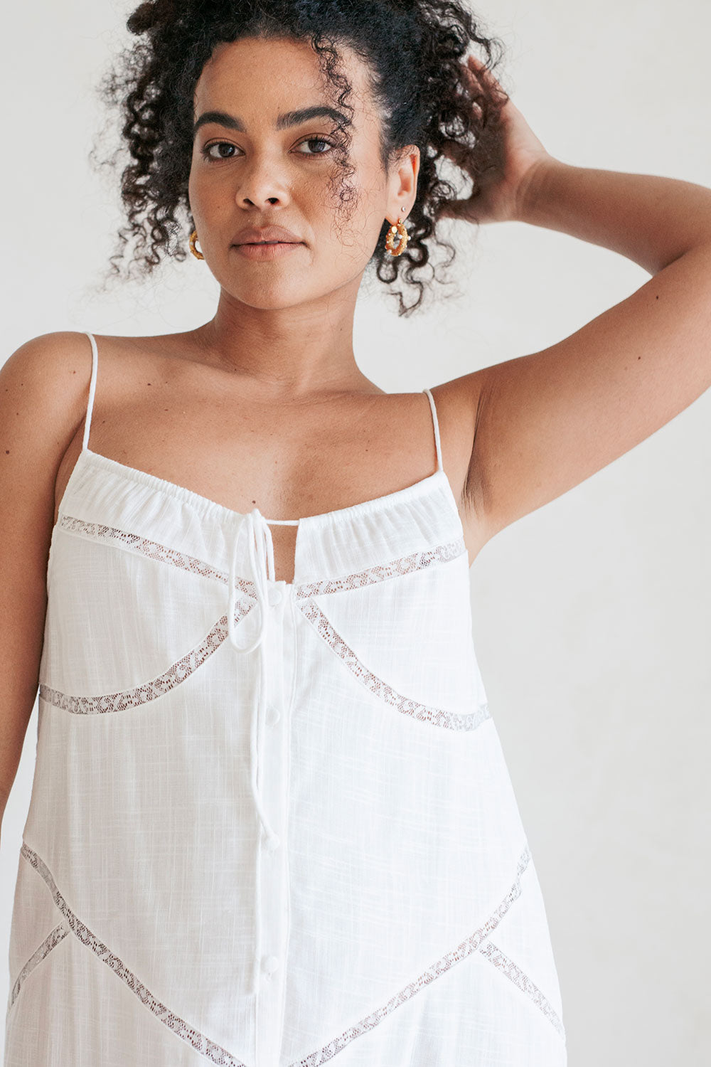 Elegant White Cotton Sammi Bridal Shower Dress