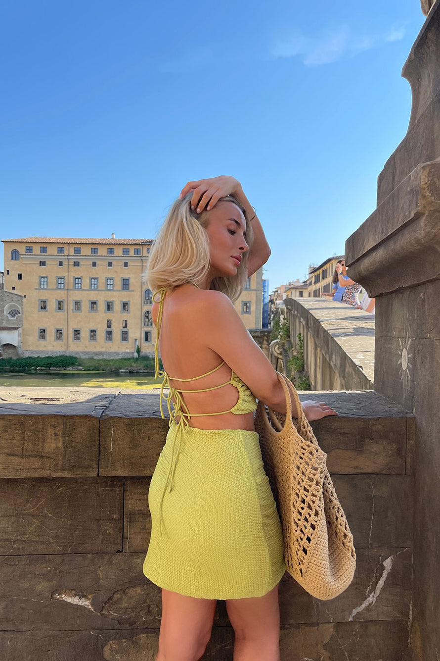 Olive Textured Backless Halter-style Danisha Top from Sabo x Phiaka Collaboration