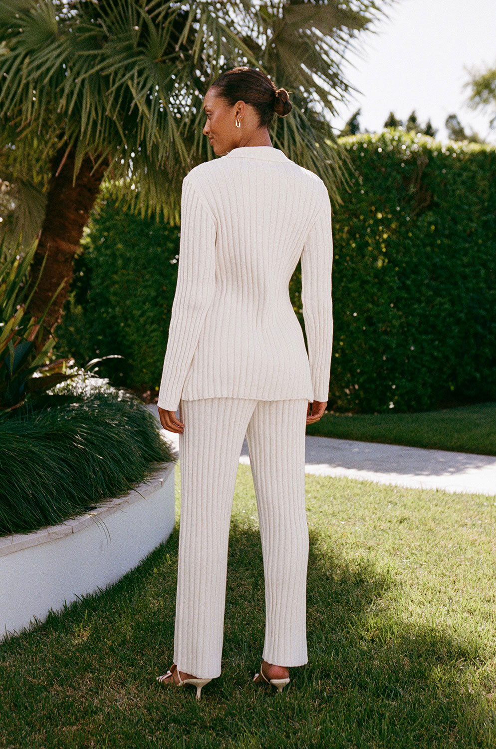 Exclusively Designed White Natural Cotton Ribbed Nessi Top