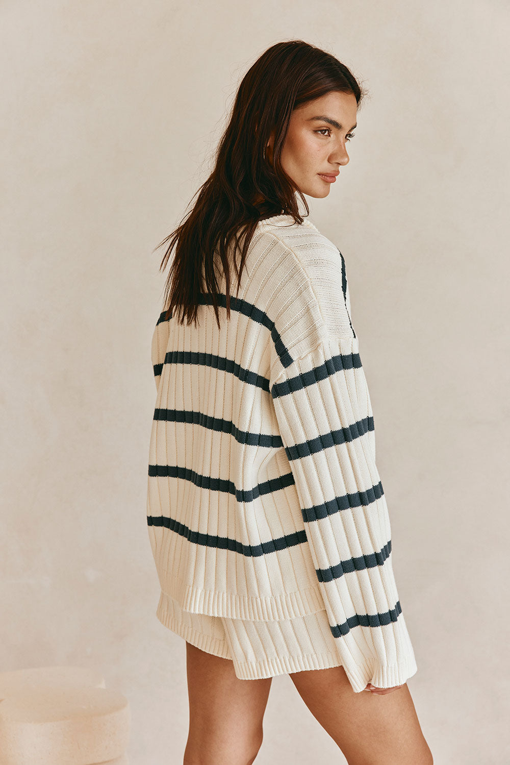 Sabo's Exclusive Cruz Cotton Blend Ribbed Knit Cardigan