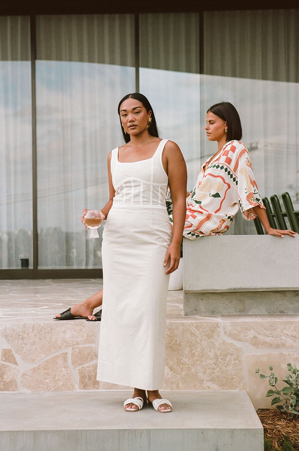 SAMPLE - Women's Ricardo Midi Dress in Stone Color