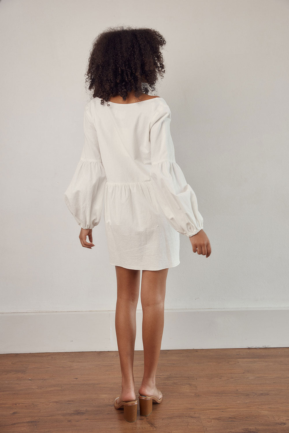 Fresh White Comfy and Cute Charlotte Dress with Puff Sleeves
