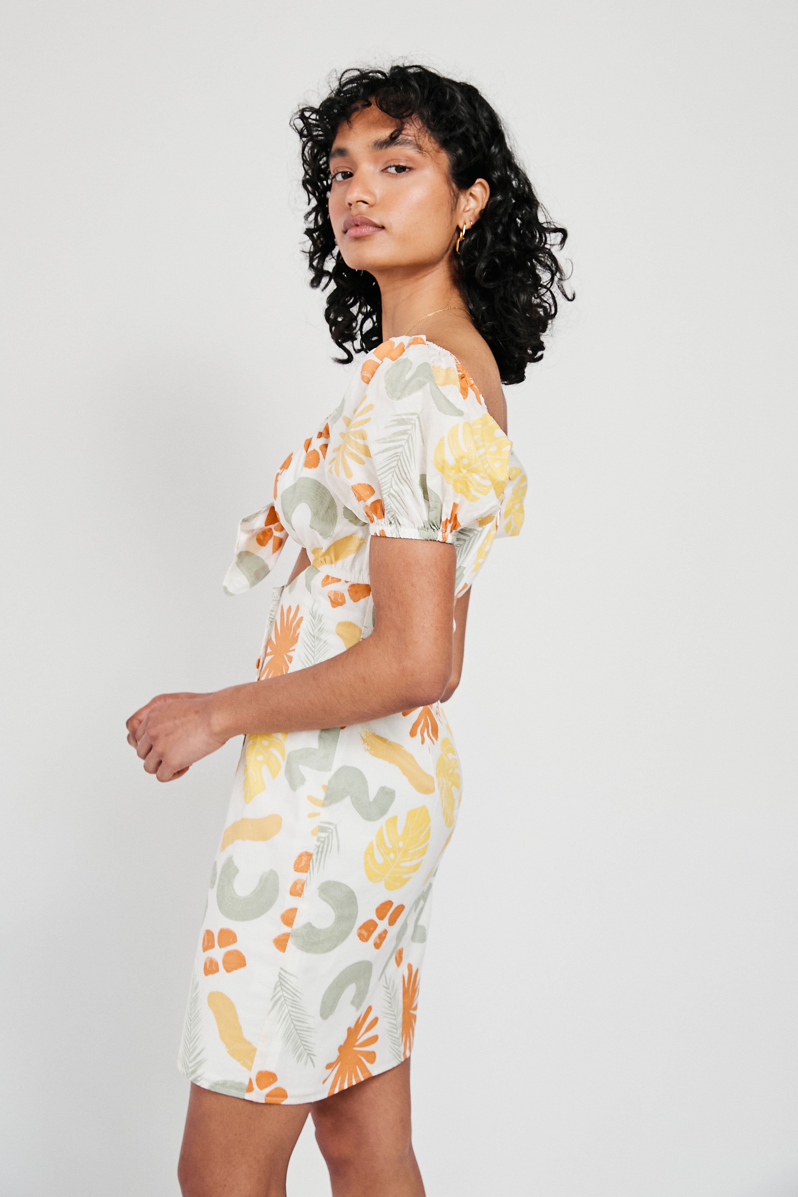 Exclusive Desert Leaf Print Women's Enga Dress