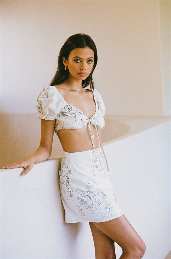 Bandera Silhouette Print Mini Skirt for Summer Party