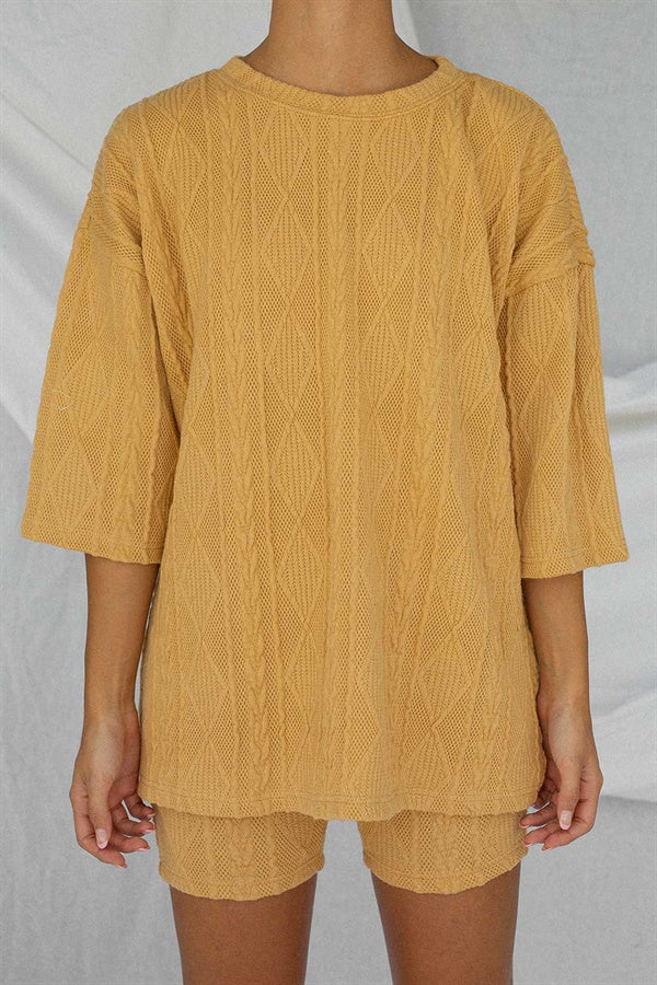 Sample Archer Men's Tan Cable Knit T-Shirt