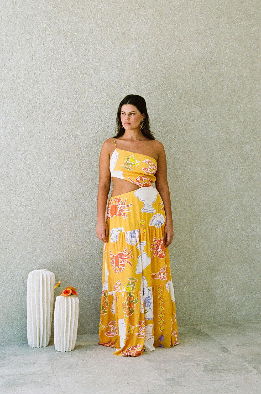 Sample of Aliza Women's Dress in Vibrant Ciao Yellow Color